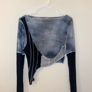 Tie dye black, grey, and blue long sleeve